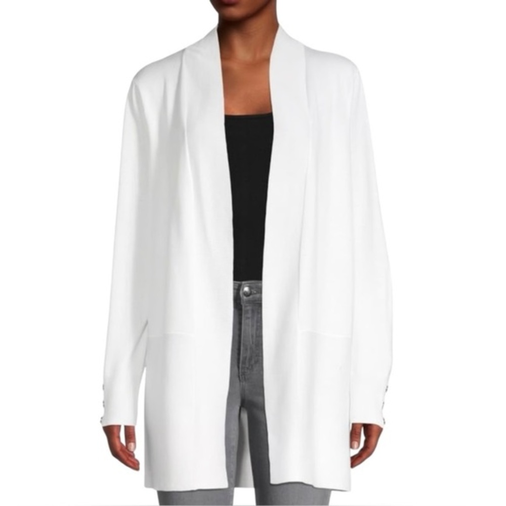 M Magaschoni Open Front Knit Cardigan White Sz X-Large